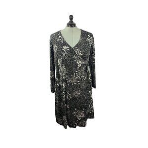 Chicos Women’s Floral Wrap Dress Size 3 Black & White